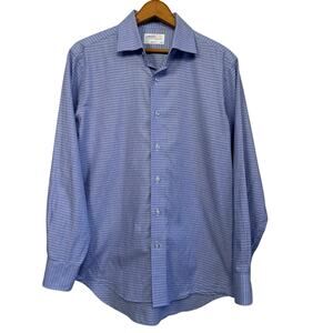 Lorenzo Uomo Men’s Light Blue Trim Fit Cotton Long Sleeve Dress Shirt 15 32/33